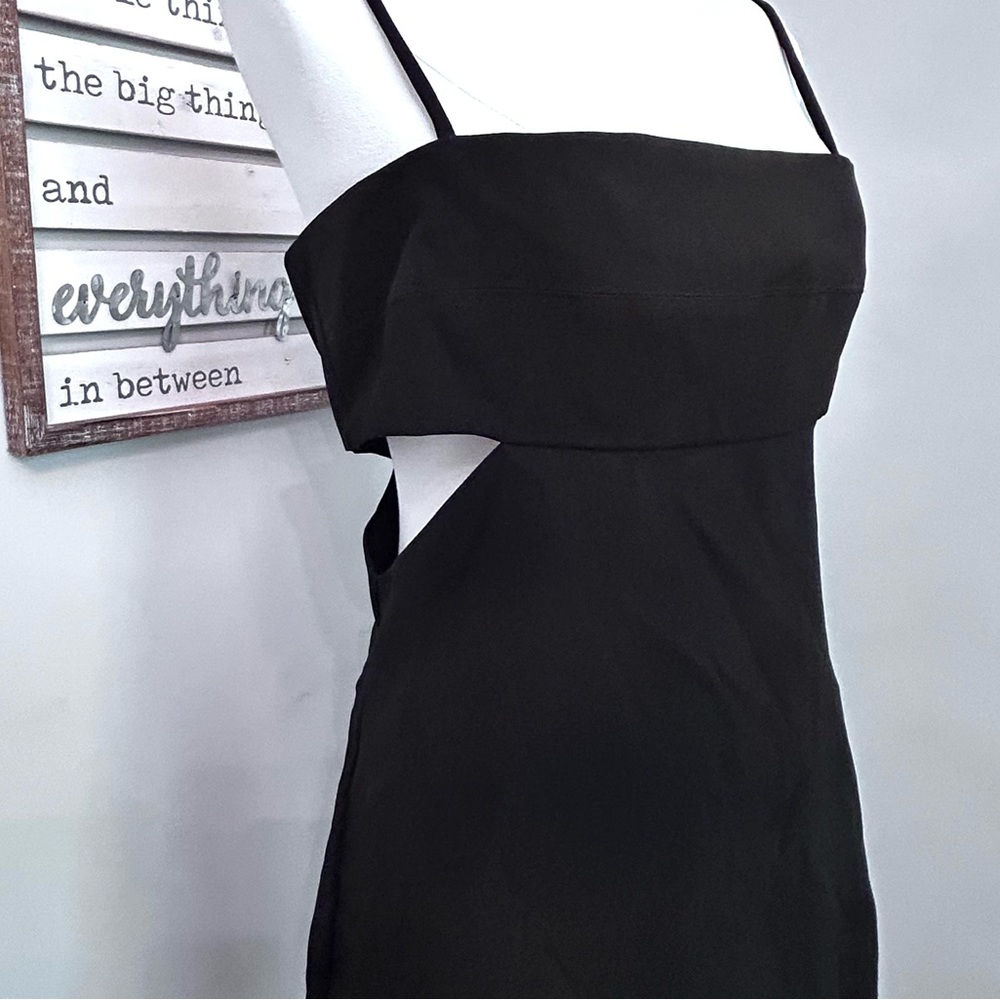 Emory Park Mini Dress Black Side Cutouts Off Shoulder Spaghetti Straps Large